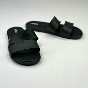 Melissa Color Pop sandals slides BLACK rubber vegan 8